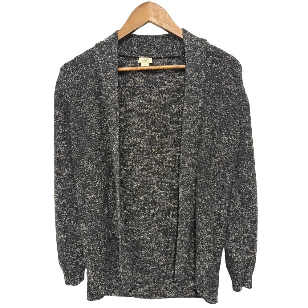 J.Crew Marled Open Front Cardigan Sweater Gray Linen Blend Size S
